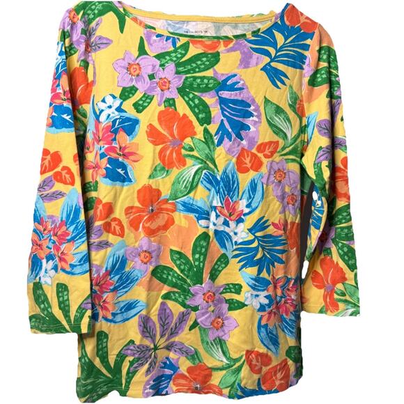 Talbots Tops - Talbots Womens Tropical Floral M Sleeve Top Flowers Travel Office Casual